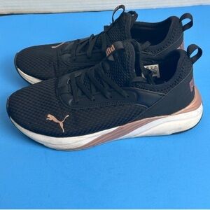 Puma Black Sneakers with Pink Highlights